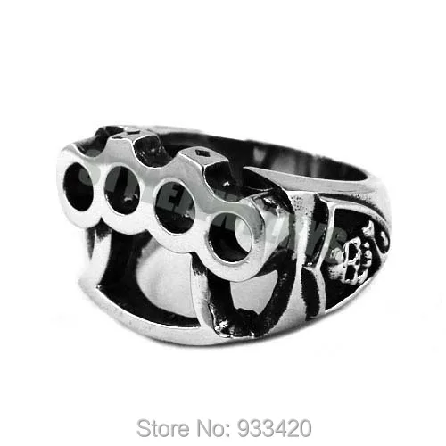 

Wholesale Knuckles Boxing Glove Skull Biker Ring Stainless Steel Jewelry Classic Motor Biker Men Ring Wholesale 436B