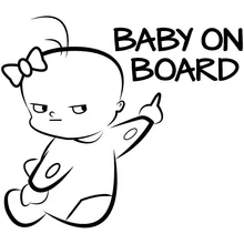 Autocollant «Baby on Board» en vinyle, 16x14.1CM, 1 pièce, autocollant drôle et créatif, réfléchissant la lumière pour panneau d'avertissement, noir/blanc