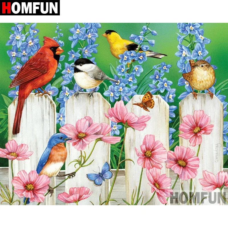 

HOMFUN 5D DIY Diamond Painting Full Square/Round Drill "Bird flower" Embroidery Cross Stitch gift Home Decor Gift A08116