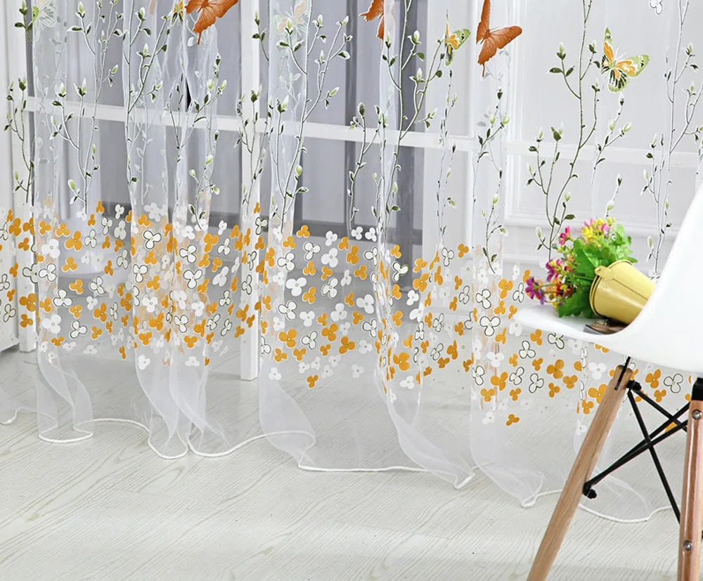 Buy Exquisite Butterfly Sheer Curtain Tulle Window