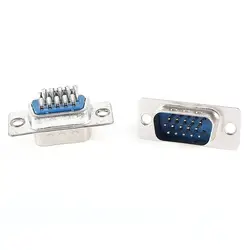 2 plug DB15 15 контактный разъем VGA D-Sub разъем питания серебряный + синий