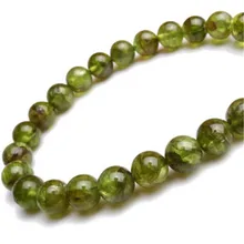 6,5 мм натуральный зеленый перидот драгоценный камень женщина Исцеление Кристалл Круглый шарик стрейч модный браслет камень ааааа