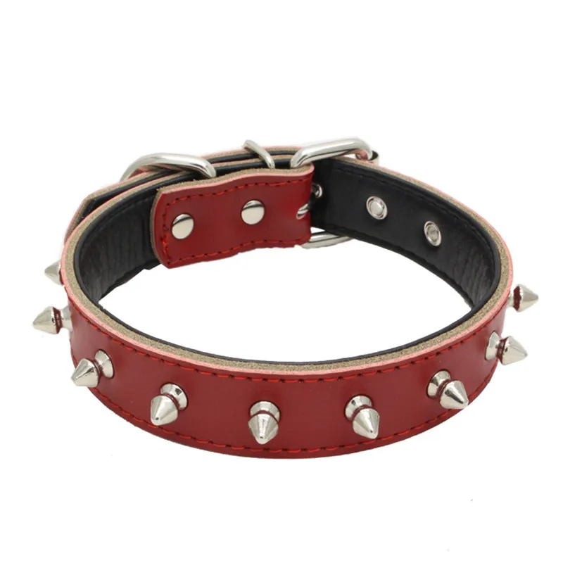 High Quality Genuie Leather Studded Collar for Dog Spiked Bullet Dog