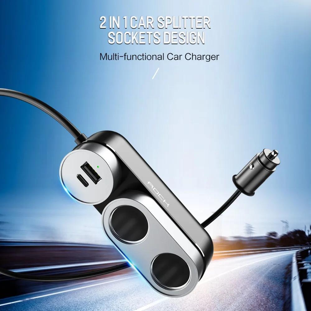 Rock 2 In 1 Multifunctional Dual USB Car Cigarette Lighter Socket