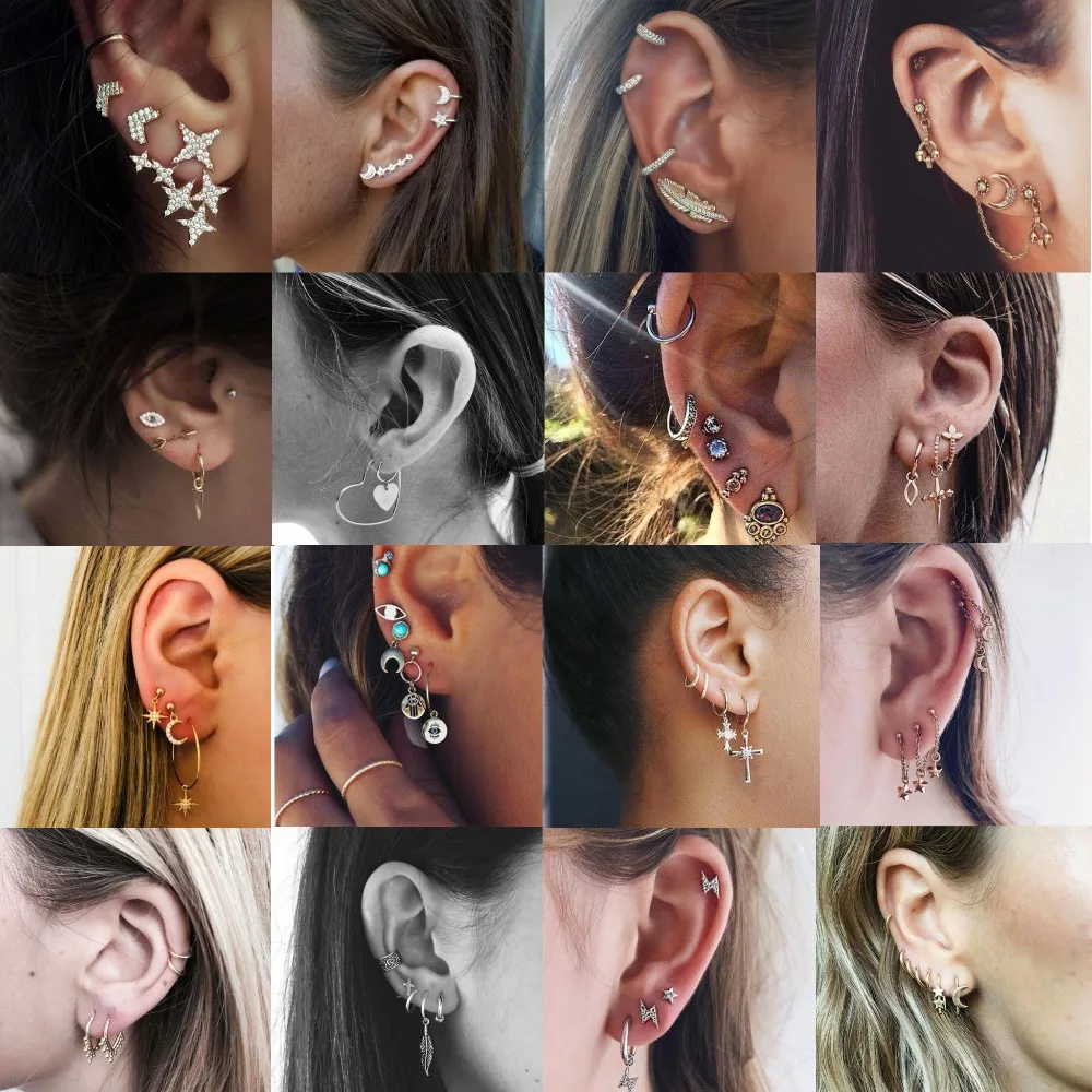 أقراط للنساء الذهب الفضة قلادة مجوهرات على الموضة الفتيات الاتجاه هدية المتدلي ياردروب الإناث قرط الاذن المرصع مجموعة الصيف الشاطئ