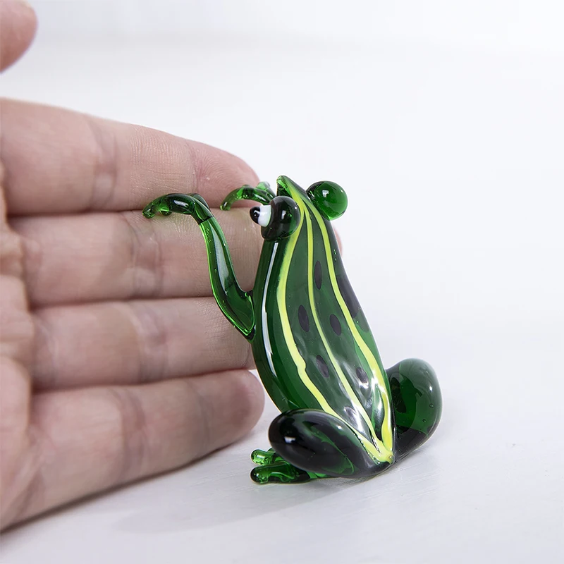 H& D Милая стеклянная лягушка ручной работы, коллекционная фигурка животного, подарок для любителя животных, муранский стиль, художественная стеклянная скульптура для домашнего декора