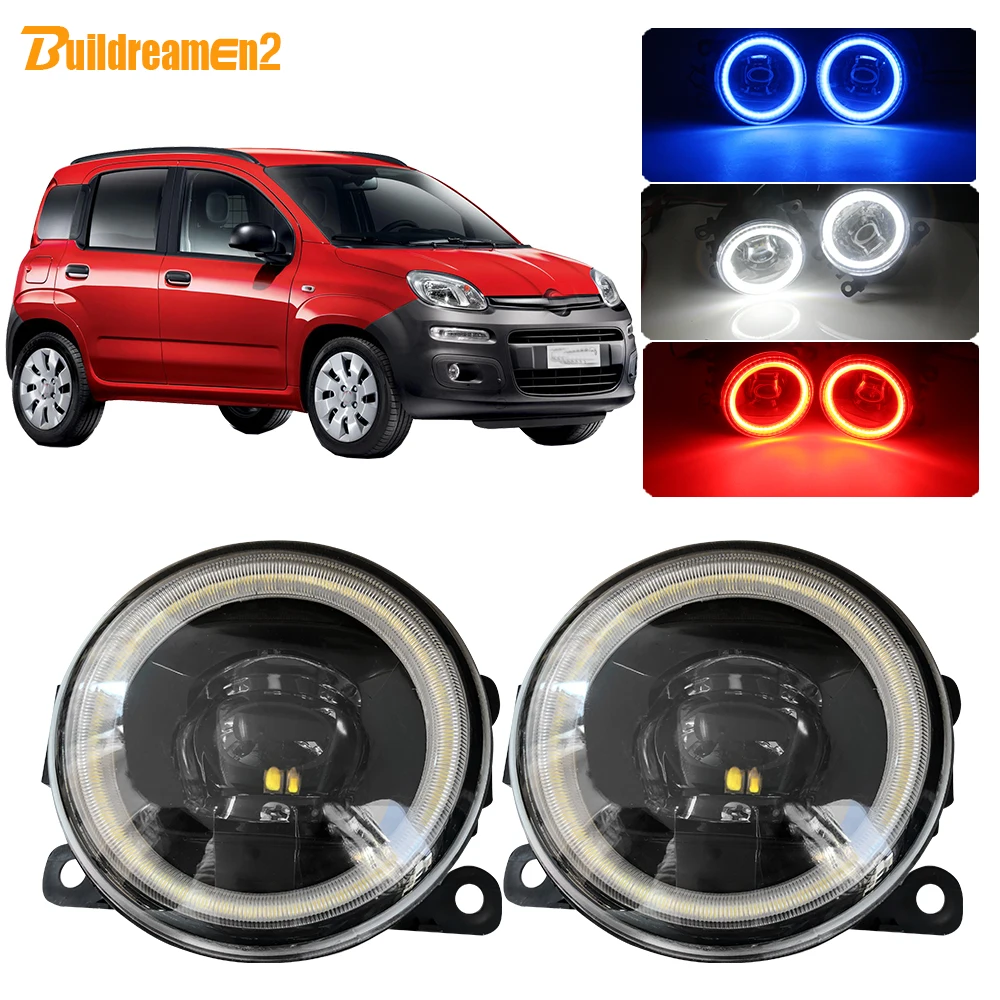 

Buildreamen2 For Fiat Panda Car Styling 4000LM LED Fog Light Lens Angel Eye DRL Daytime Running Light 12V High Bright 2012 2013