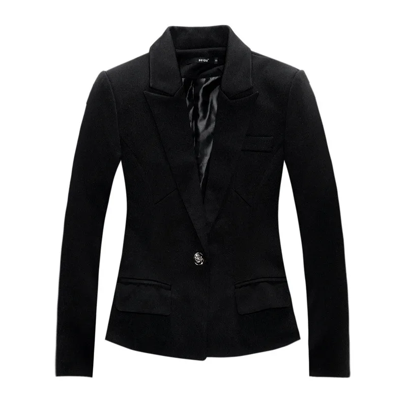 Модный женский Блейзер, пиджак, костюм, повседневное черное пальто, тонкая верхняя одежда на одной пуговице, Женский блейзер, Женский S-3XL