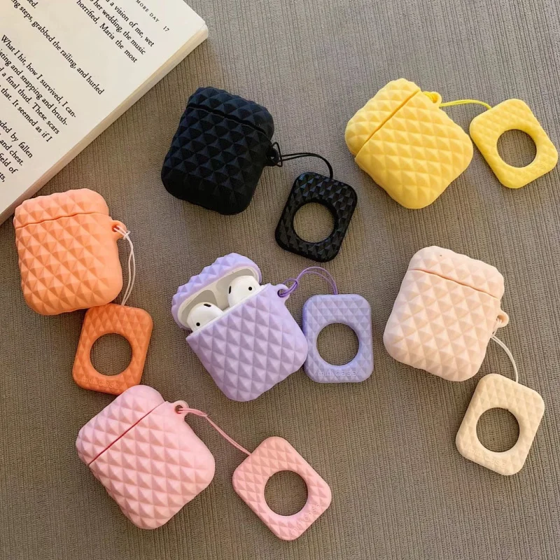 

NEW Earphone Case For Apple Airpods Case Silicone Solid color diamond Headphone Cover For Air Pods Charging box protective case