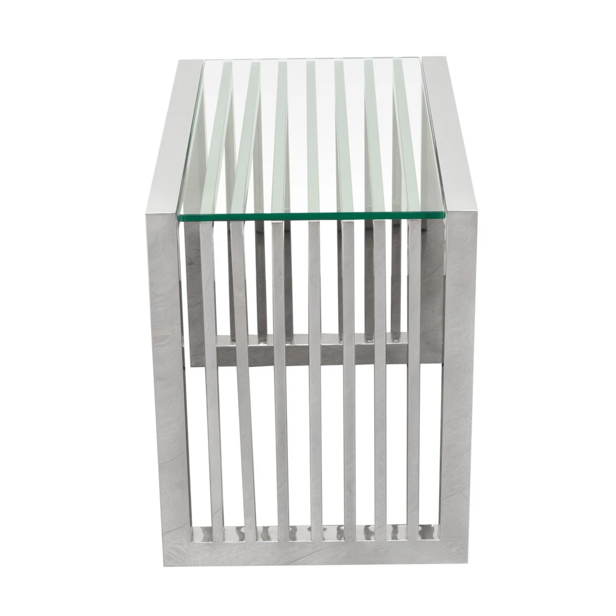 Diamond Soho Rectangular Stainless Steel End Table with Clear Top (2)
