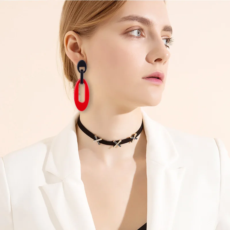 Vintage Acrylic Drop Earrings for Women Statement Big Long Geometric Dangling Resin Earring Fashion Jewelry Green Dangle Brincos (4)