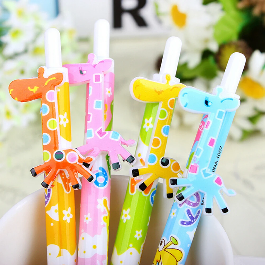 6Pcs School Office supplies Stationary  Cute Cartoon Giraffe Ball Pens Blue Ink Kids Toy Gifts ballpoint pen Wholesale