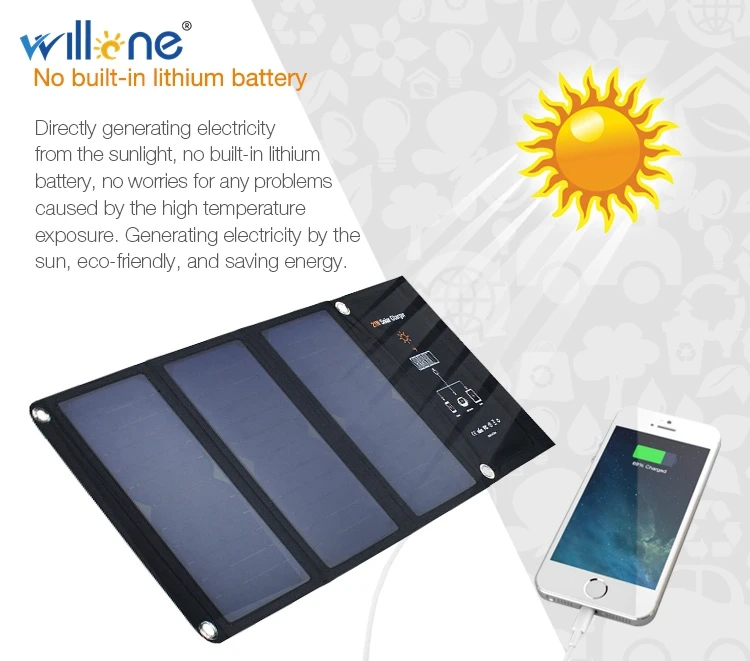 Carregador de Painel Solar com Armazenamento Willone 21 w dc Dupla Saída Usb Solar Portátil Carregador Bolsa 5 v - 18 Renovação da Casa