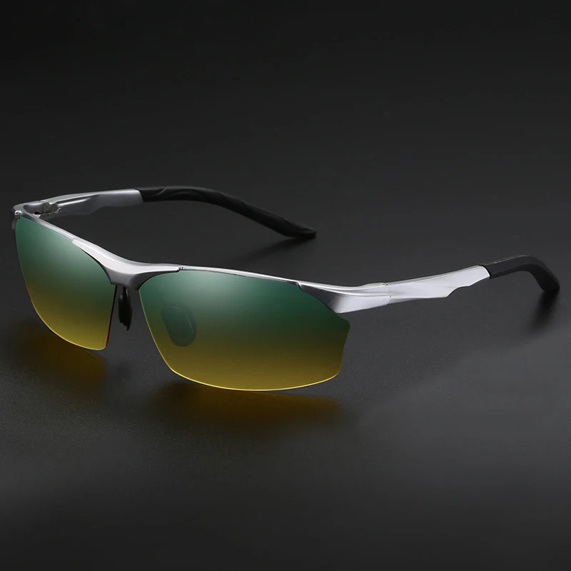 YSO солнцезащитные очки Для Мужчин Поляризованные UV400 алюминия и магния рамки HD Ночное видение вождения очки без оправы аксессуар для Для мужчин 8513