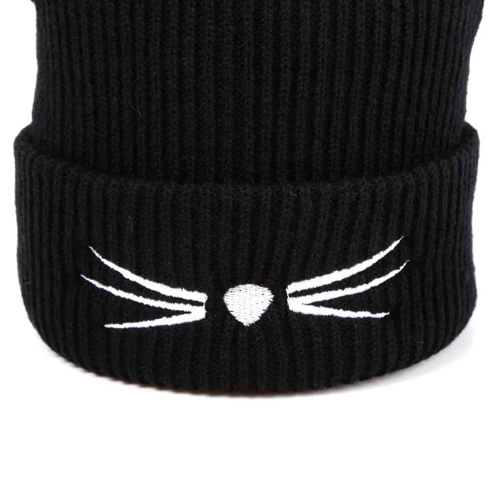 WENDYWU зимняя вязаная шерстяная шапка женская s Cat для женщин уши из искусственной норки шапки Скалли меховые шапки с помпонами Женский