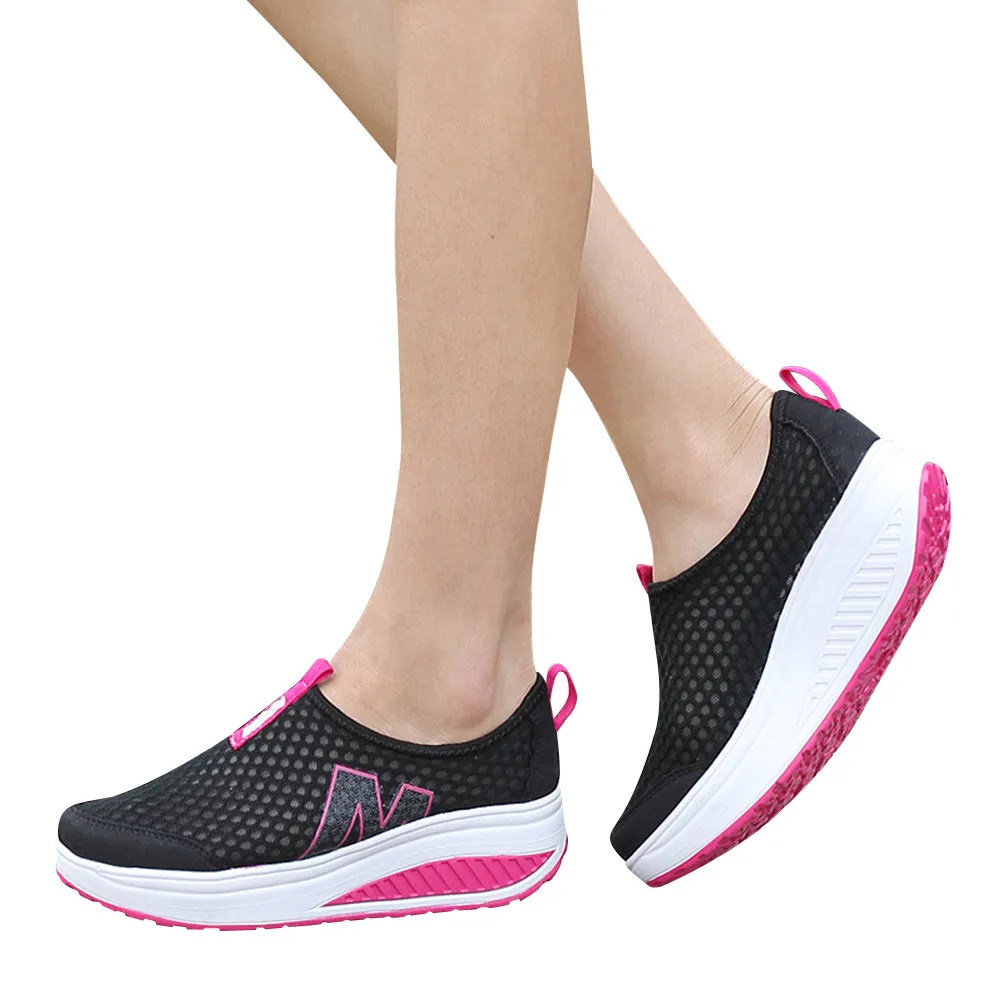 

Fashion Women Spring Autumn Casual Shoes Breathable Comfortable Mesh Wedges Heel Shoes Sweat-Absorbant Loafers zapatillas mujer
