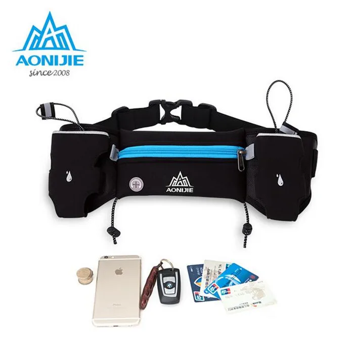 AONIJIE Running Hydration Belt Bag Waist Pack Bottle Holder + 2 pc 250ml Water Bottles Sport Bag Men Women Fanny Pack