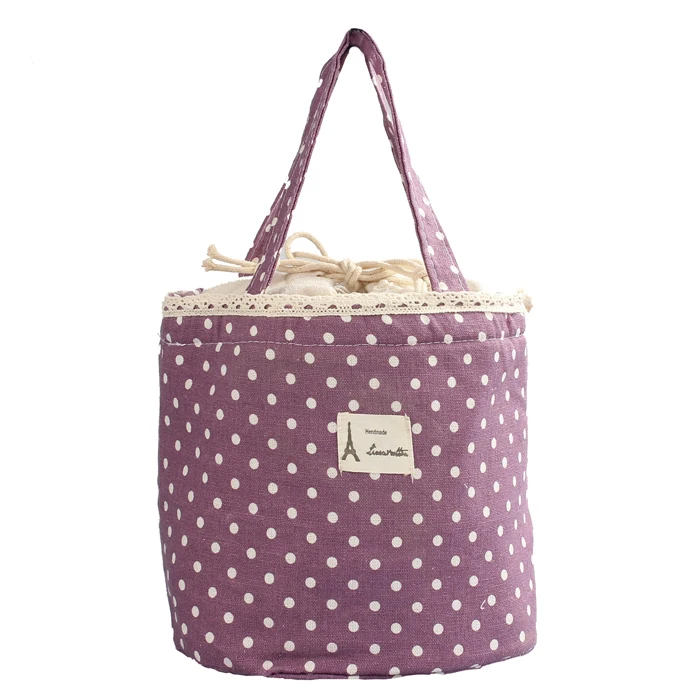 Термоизолированная коробка для обеда, сумка-холодильник, сумка-мешок Bento, контейнер для обеда, кухонная портативная посылка, женские сумки для еды - Цвет: Purple