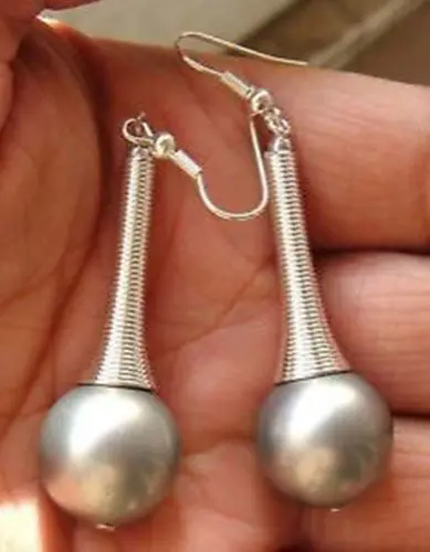 

Wholesale price 16new ^^^^ Stunning 12mm southsea grey mother-of pearl earring