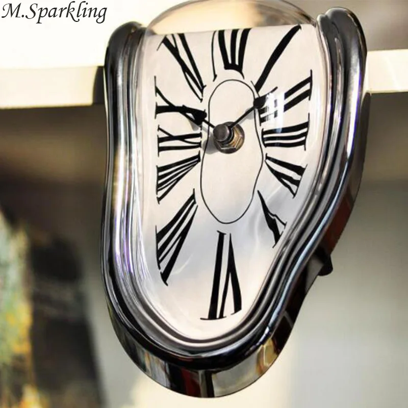 

M.Sparkling Wall Clock Modern Hanging Clock Irregular Fancy 90 Degree Distortion Time Clock Creative Figures Home Decorations
