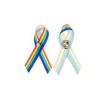 

100pcs free shipping Gay Pride Awareness Ribbon Pin Rainbow Awareness Pins Rainbow Pride Ribbon Royalty
