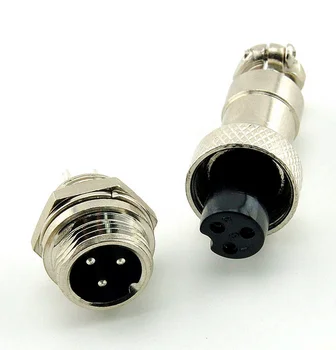 

Free Shipping 10pair Male & Female Diameter 12mm Wire Panel Connector GX12 3P GX12-3 M12 circular connector Socket Plug