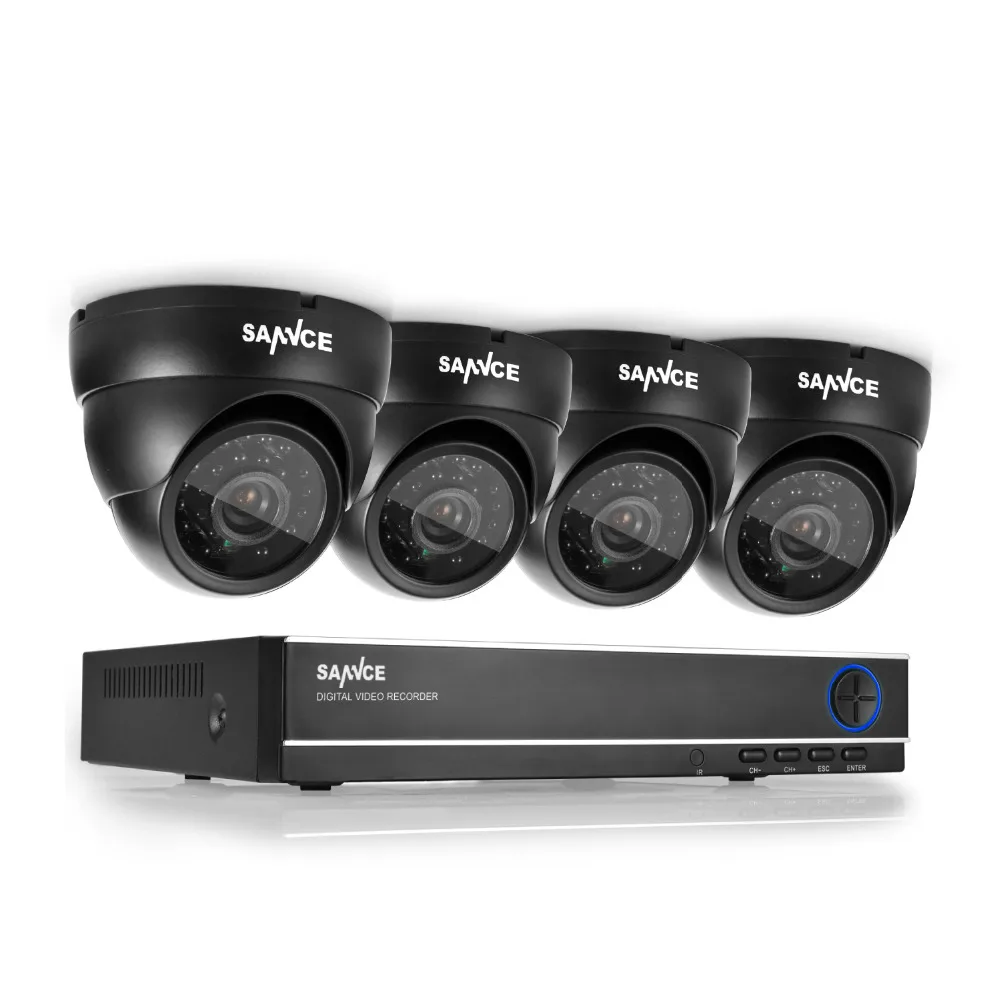 SANNCE HD 4CH CCTV System 720P DVR 4PCS 720P 1200TVL IR Outdoor Video Surveillance Security Camera System 4 Channel DVR Kit