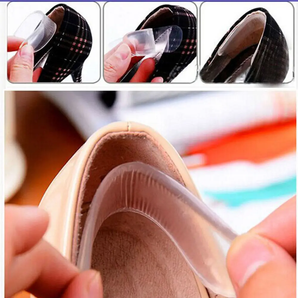 

2 Pair Protective Soft Lucid Silicone Gel Heel Cushion Foot Care Shoe Pads Insole High-grade Practical Silicone Heel Shoe Pads