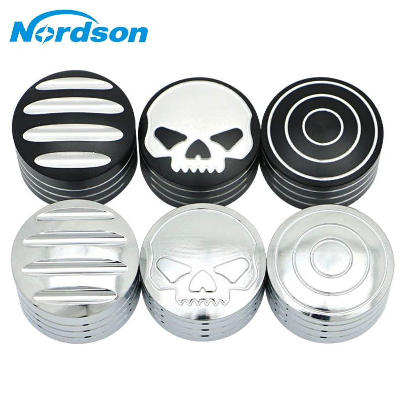 Nordson Moto Set 4 Pezzi Edge Cut Skull Bolt Topper Viti Tappi Di Copertura Per Harley Xl883 Xl1200 X48 Dyna Fat Boy Twin Cam