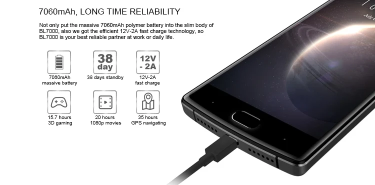 DOOGEE BL7000 7060mAh 4GB RAM 64GB ROM MTK6750T 1.5GHz Octa Core 5.5 Inch 2.5D FHD Screen Dual Camera Android 7.0 4G LTE Smartphone