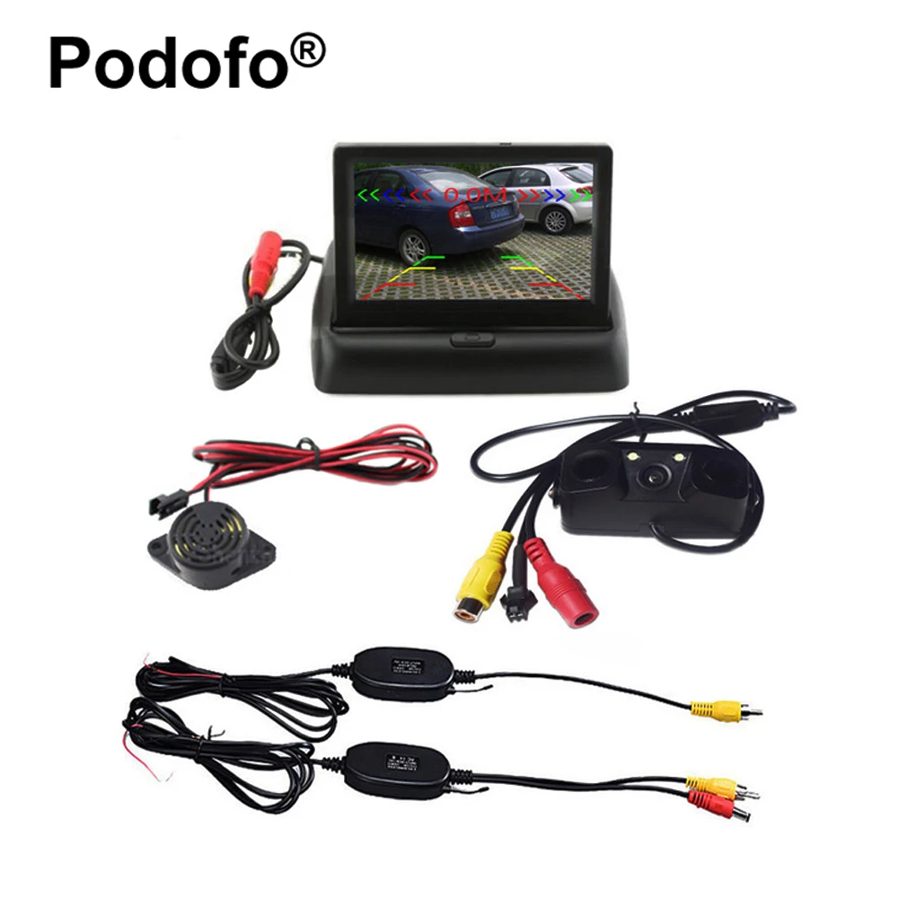 

Wireless Car Vehicle Radar Detectors Backup Camera with Night Vision 3 inch Foldable LCD Rear View Monitor Car styling