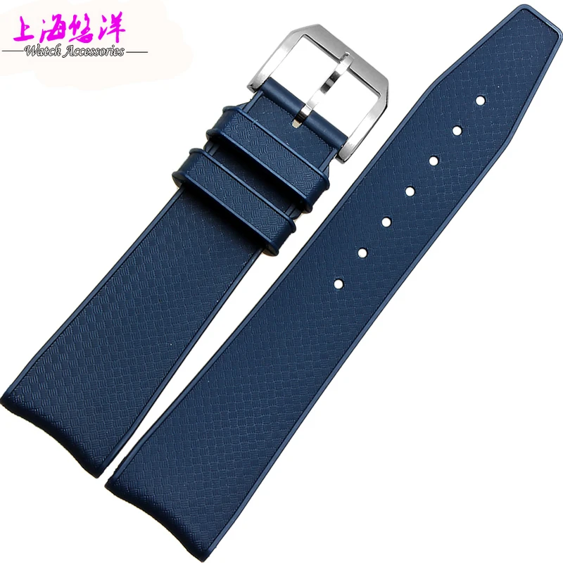 

Waterproof silicone watchband adapter IW323101 Mens watch with mechanical timepiece ocean blue black 22mm
