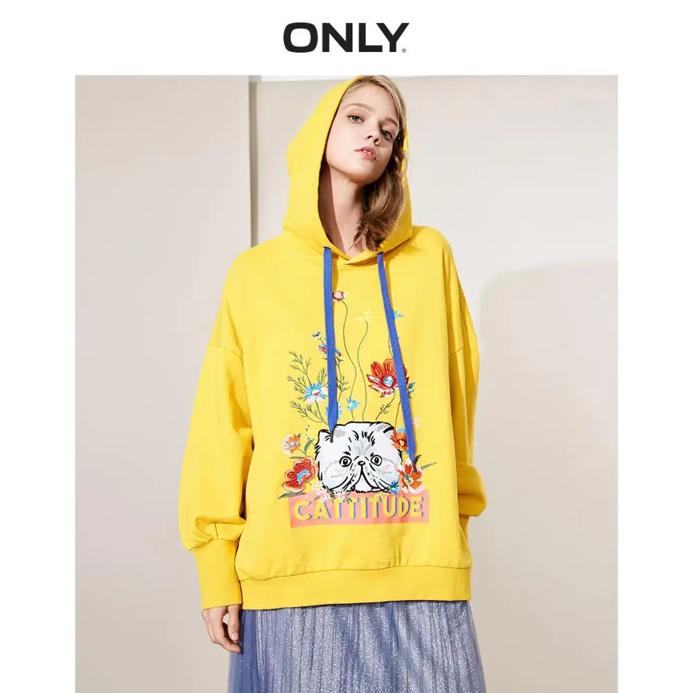 ONLY Women's Embroidered Drawstring Contrasting Pullover Hoodie | 11849S520