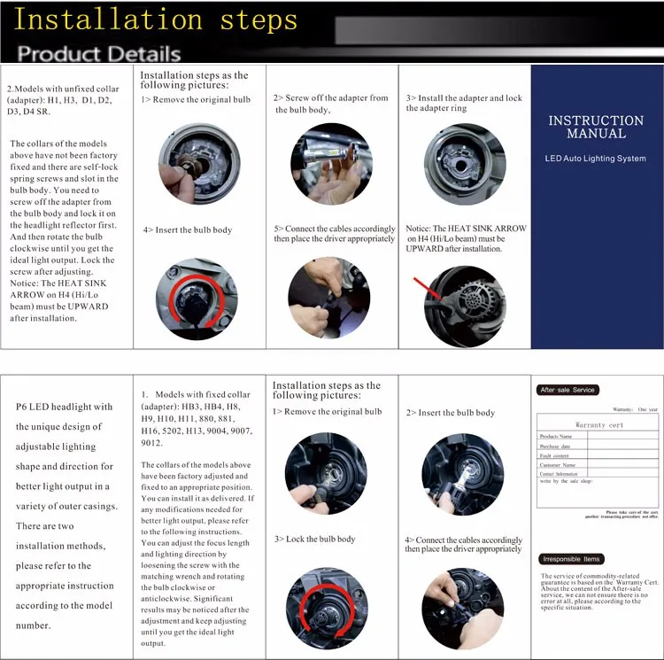 installation steps for led headlight