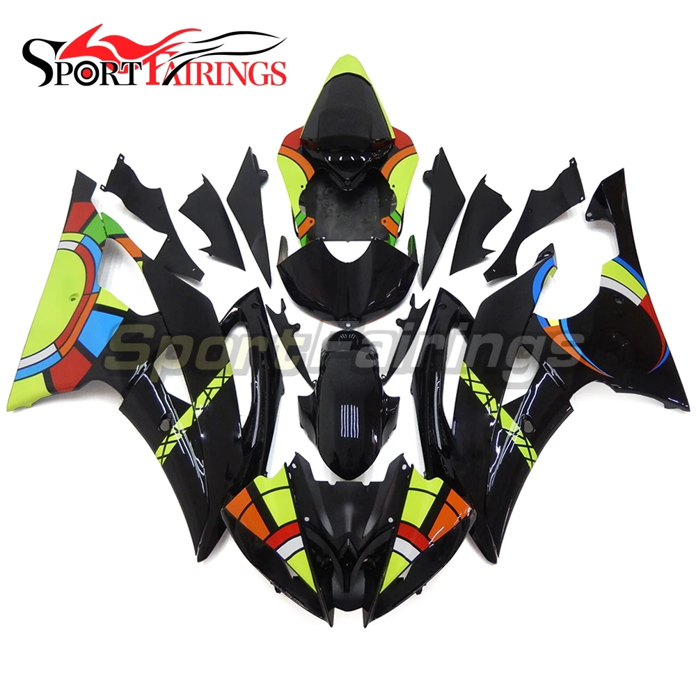 

Gloss Black Yellow Injection Fairings For Yamaha YZF600 R6 08 09 10 11 12 13 14 15 Year 2008 - 2016 Plastic ABS Fairing Kit New