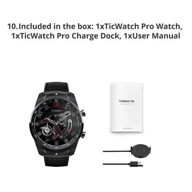 Original Ticwatch Pro Bluetooth Smart Watch IP68 Waterproof support NFC Payments/Google Assistant Wear OS by Google GPS Watch