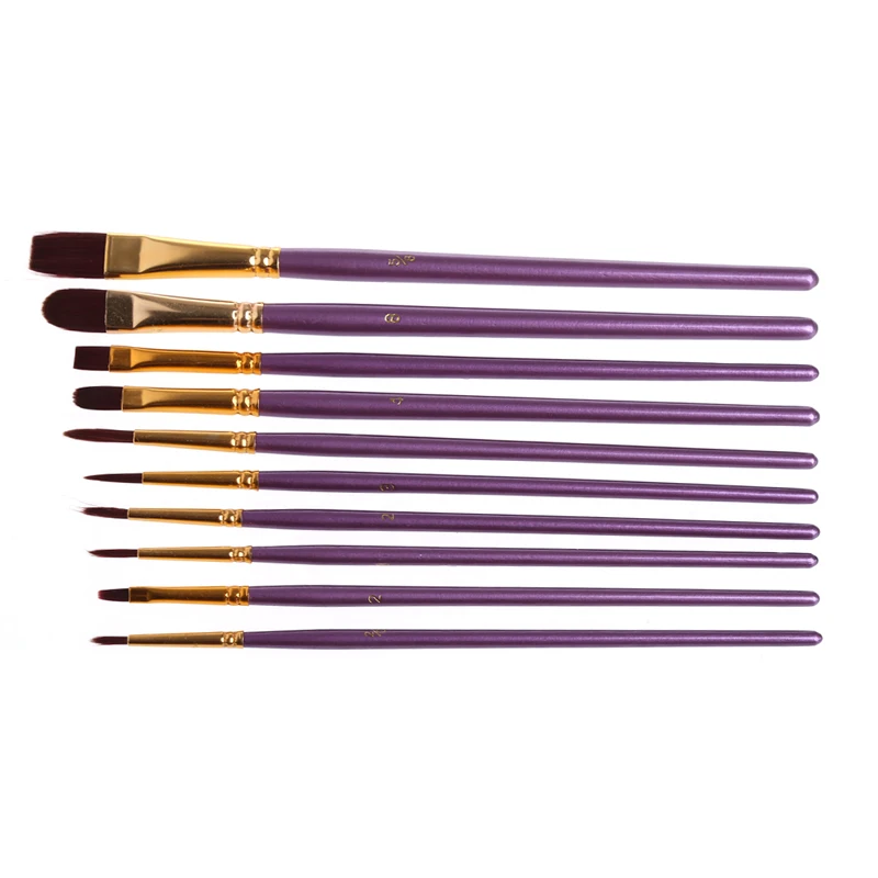 Goede 1 Set Kunstenaar Kwast Set Paars Nylon Haar Aquarel Acryl Olieverfschilderij Borstels Tekening Art Leveranties