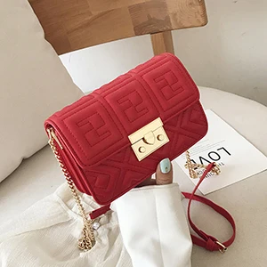 Высококачественная французская маленькая сумка, новая модная универсальная сумка на плечо, мини-квадратная сумка с вышивкой и цепочкой - Цвет: Красный