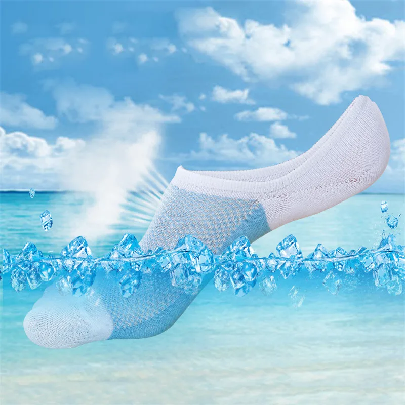 

1 Pair Summer Spring Men Socks Bamboo Fibre Non-slip Silicone Casual Invisible Boat Compression Men Ankle Breathable Soft Socks