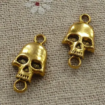

240 pieces gold plated skull connectors 22x11mm #2513