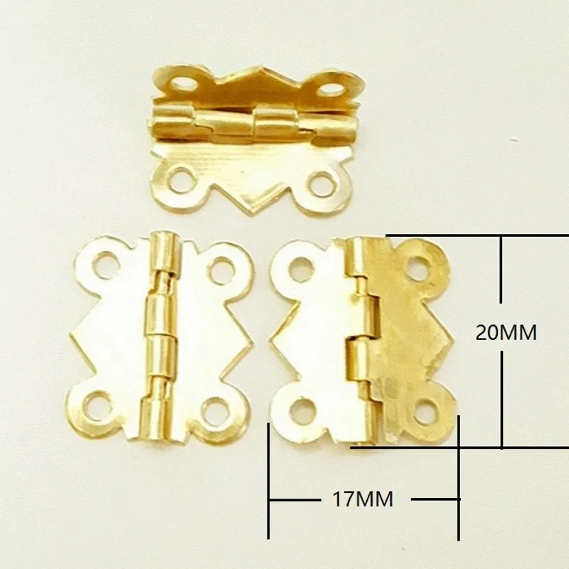 Goedkoop 100 stks 17*20mm 90 Graden Kleine Messing Brons Scharnieren Plated Vlinder Scharnier Houten Gift Case Box Lade craft Hardware Ambachten
