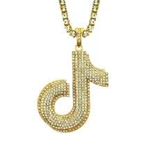 

Fashion Full Rhinestone Alloy Note Pendent Hip Hop Necklace Present Bling Bling Iced Out Choker Chain Rapper Basketball Jewelry