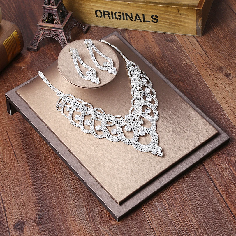 

Bridal Jewelry Sets Rhinestone Necklace Earrings Set Wedding Engagement Jewelry Sets for Women