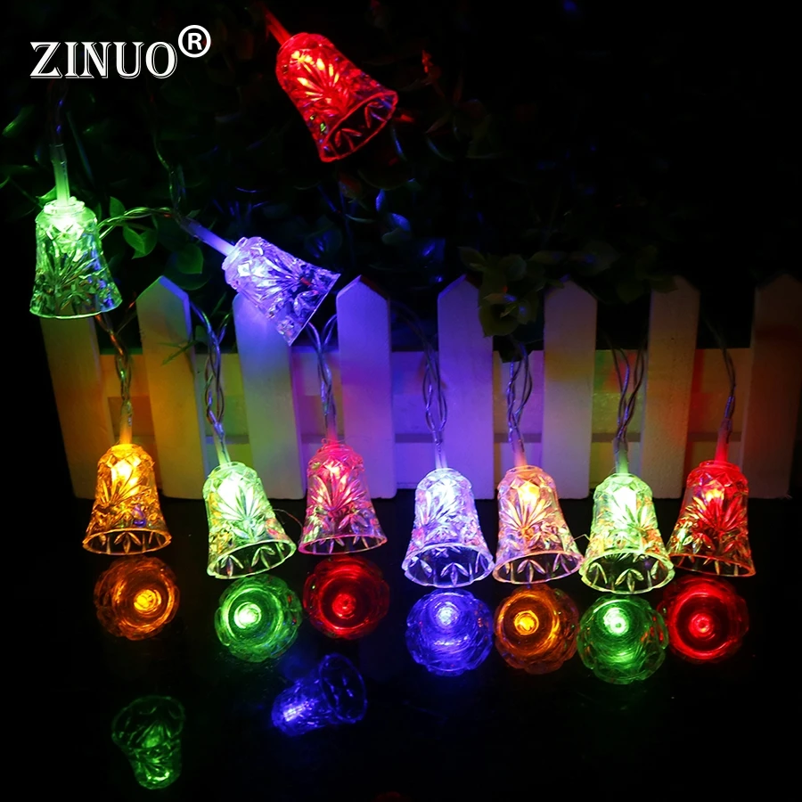 Рождественский светильник ZINUO, уличный, 4 м, 20 светодиодов, колокольчики, сказочный светильник, 220В, колокольчики, украшение на новогоднюю елку, светильник s
