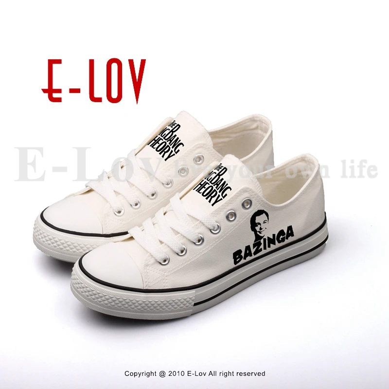 

E-LOV Customized Print Casual Canvas Shoes Graffiti Low Top White Leisure Walking Shoe sapatos femininos