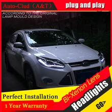 Car Styling LED Head Lamp for Ford Focus 3 headlights 2012-2014 Europe led guide light drl H7 hid Bi-Xenon Double Lens low beam