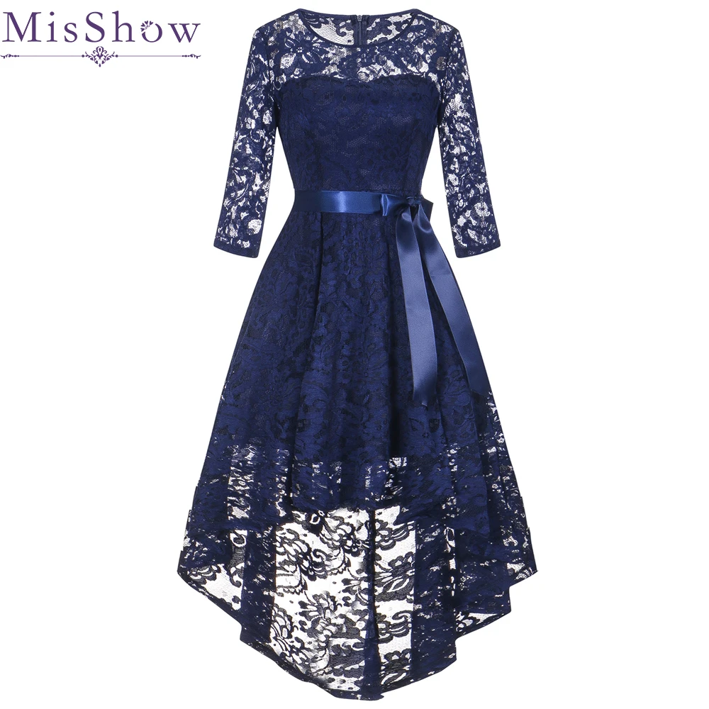 blue lace cocktail dress