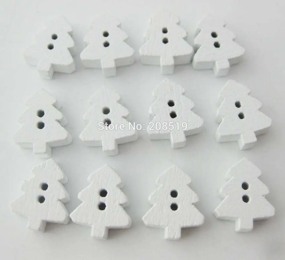 

WBNOKL 10MM*13MM white tree wood button 150 pieces DIY scrapbooking findings