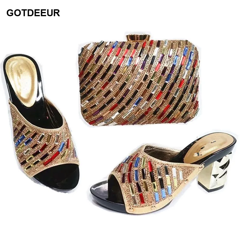 

Italian Matching Shoe and Bag Set for Wedding Gold Color Shoe and Bag Set for Party In Women Nigerian Women Wedding Shoe Bag Set