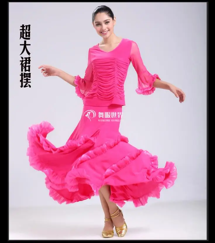 2018 Костюмы для бальных танцев Одежда для танцев розовый/черный/красный Костюмы для бальных танцев юбка для танцев M/L/XL Платья для женщин